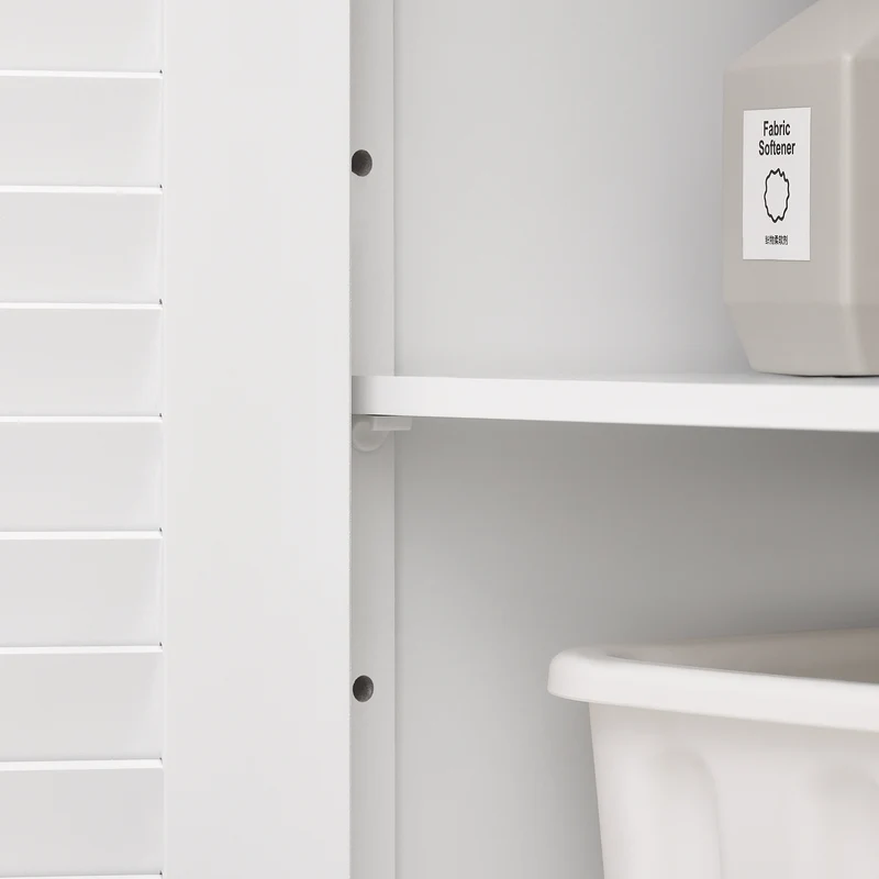 sebuyfr.comG238-WN Meuble Bas Salle de Bain avec Étagère Réglable, 1 Tiroir et 2 Portes, pour Salle de Bain et WC, Compact – L60×P35×H87 cm, Blanc et Naturel