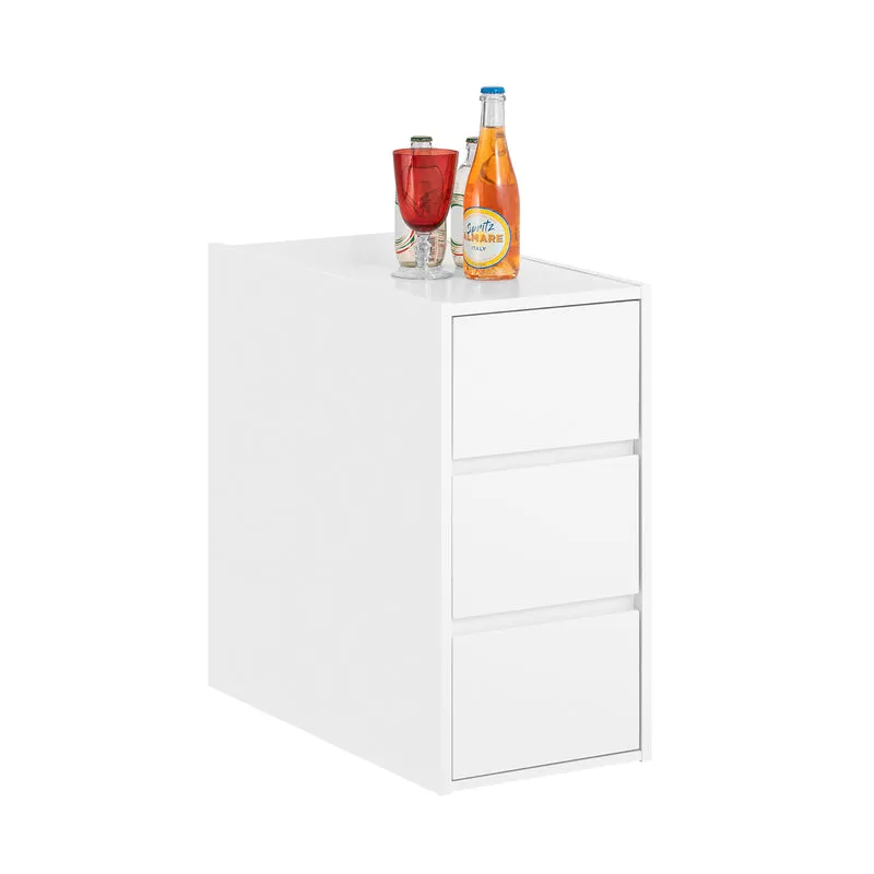 SoBuy FBT144-W Bout de Canapé Table de Nuit Table de Chevet Table d'appoint Table de Café, 1 Plateau Rabattable et 3 Tiroirs