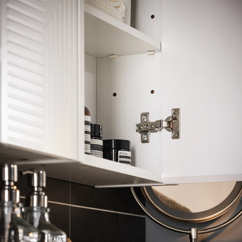 SoBuy BZR153-W Armoire Murale avec Miroir, Placard de Rangement , Meuble Haut avec 2 Portes, Étagères Réglables, 60x15x46 cm