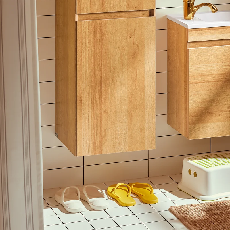SoBuy BZR175-N Colonne de Salle de Bain Suspendue Armoire de Toilette Meuble Rangement, 2 Portes, Étagères Réglables
