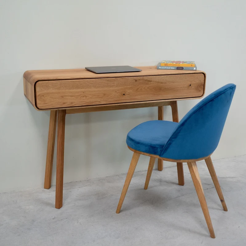 Chaise de salle à manger en bois massif de chêne Clara, revêtement en velours Bleu Monaco – Lot de 2 ou 4 chaises - NordicStory