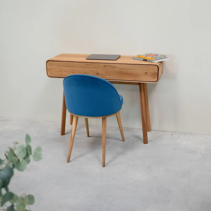 Chaise de salle à manger en bois massif de chêne Clara, revêtement en velours Bleu Monaco – Lot de 2 ou 4 chaises - NordicStory