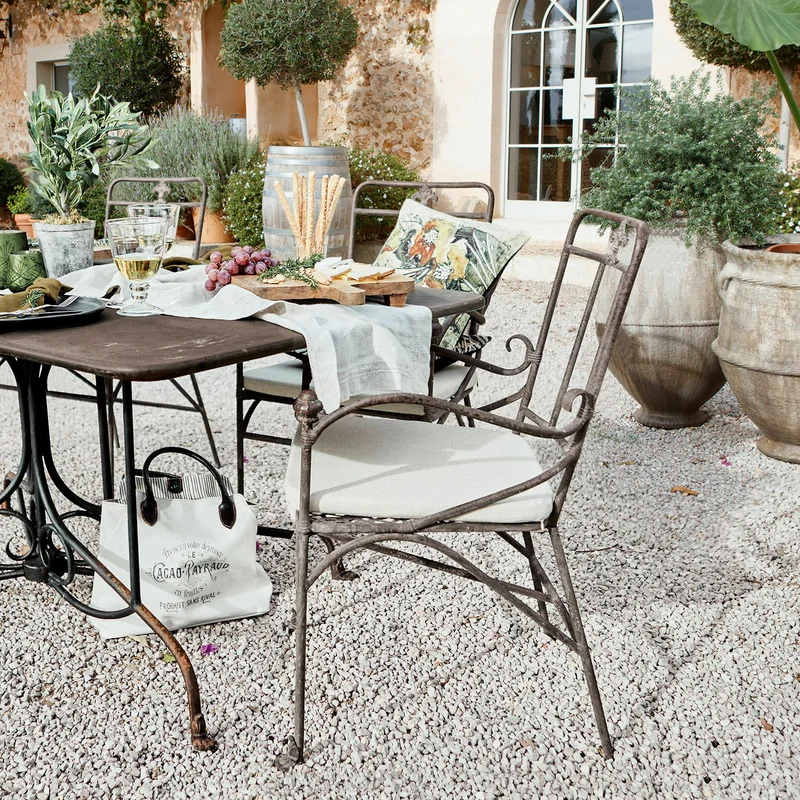 Chaise LOBERON Maidis en fer forgé marron vieilli