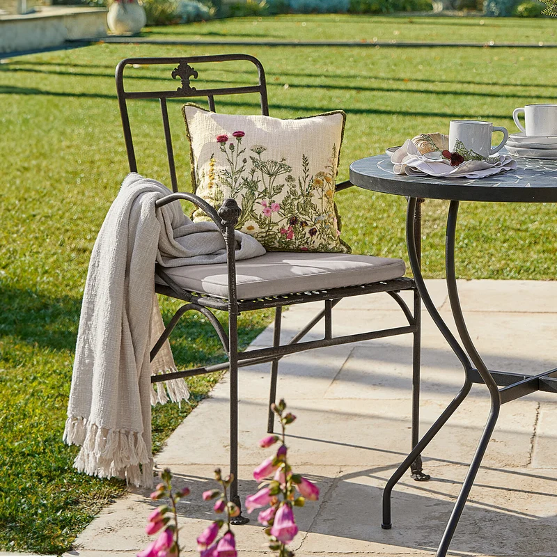 Chaise LOBERON Maidis en fer forgé marron vieilli
