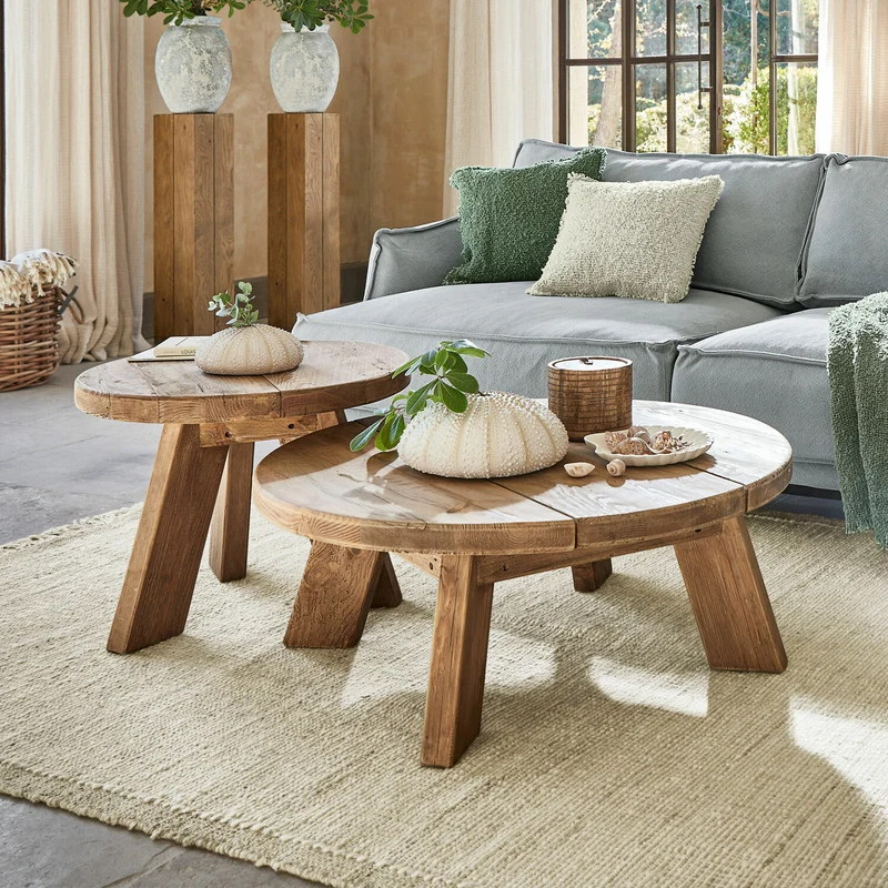 Lot de 2 tables d'appoint LOBERON Oteley bois vieilli