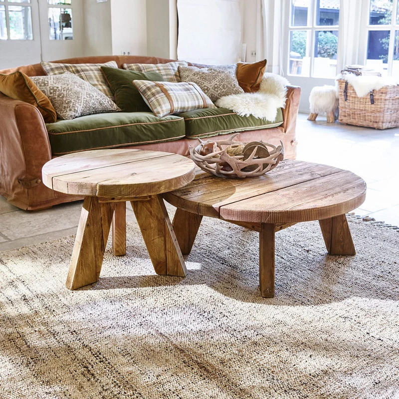 Lot de 2 tables d'appoint LOBERON Oteley bois vieilli