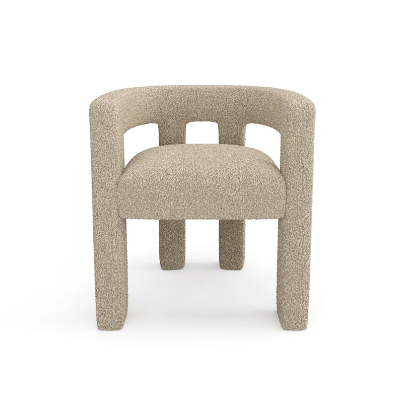 Fauteuil de salle à manger SIA HOME Alya en tissu bouclette taupe