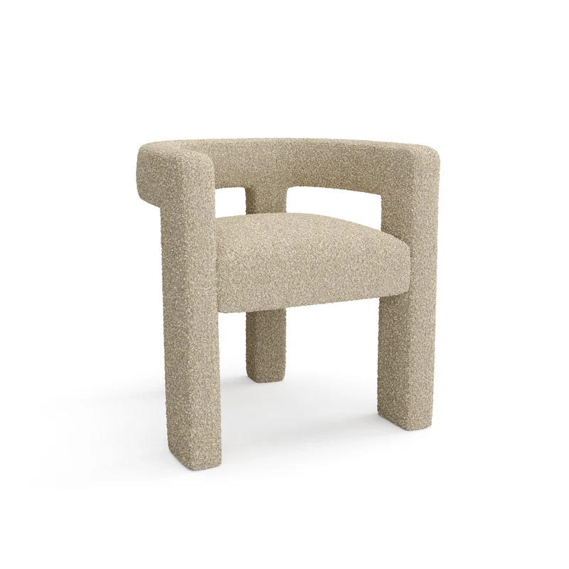 Fauteuil de salle à manger SIA HOME Alya en tissu bouclette taupe