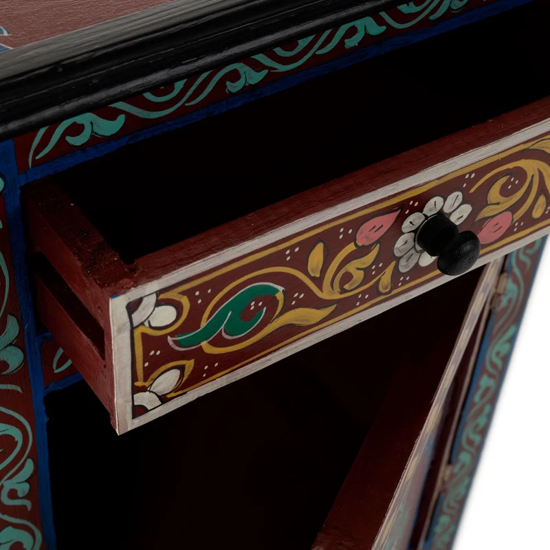 Table de nuit arabe marron peinte à la main