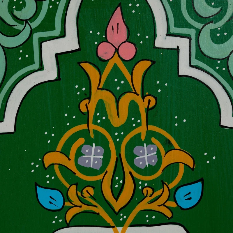 Table de nuit arabe peinte en vert