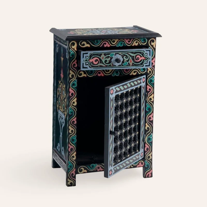 Table de nuit mousharabi arabe noire