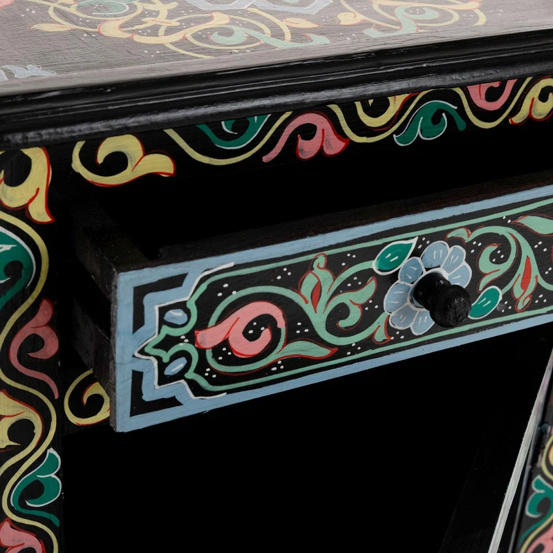 Table de nuit mousharabi arabe noire