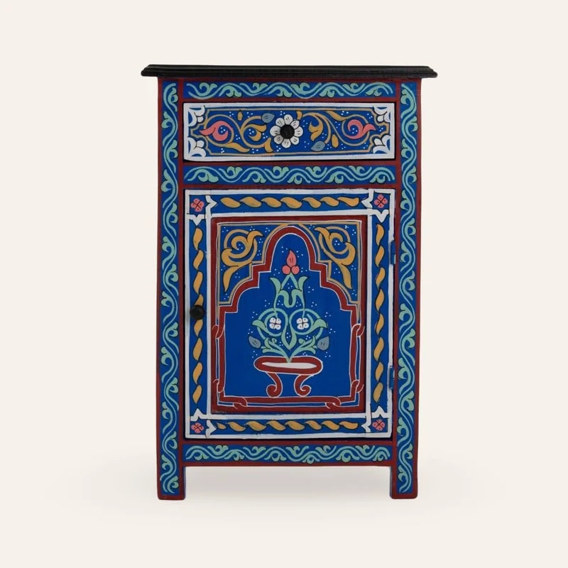 Table de nuit arabe bleue dessinée