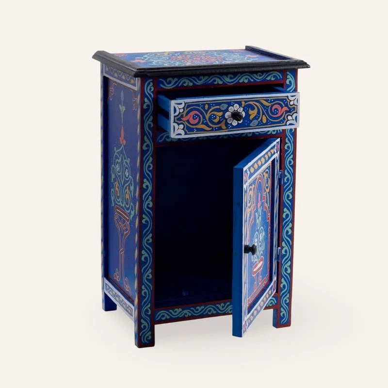 Table de nuit arabe bleue dessinée