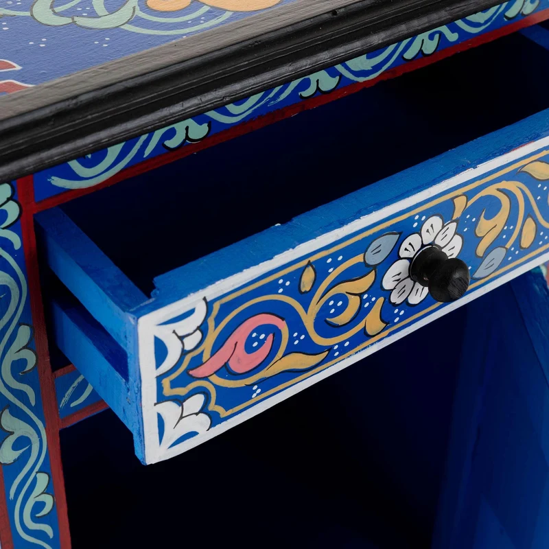 Table de nuit arabe bleue dessinée