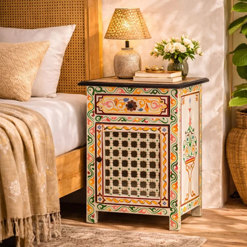 Table de nuit mousharabi arabe beige