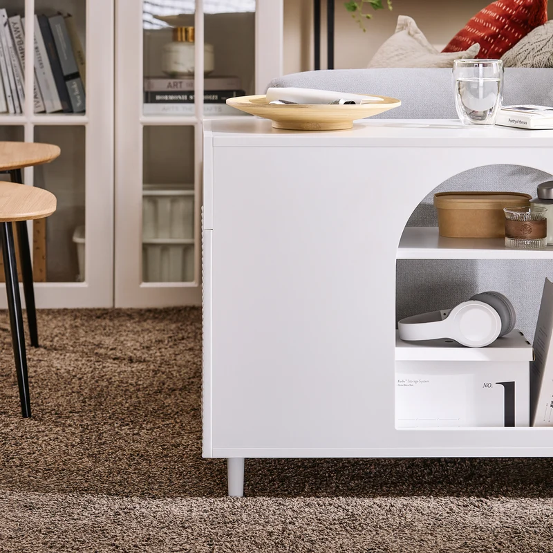 SoBuy FBT135-W Table d’Appoint, Bout de Canapé de Salon, Table à Café, Caisson de Bureau avec 1 Tiroir 1 Porte et Compartiments