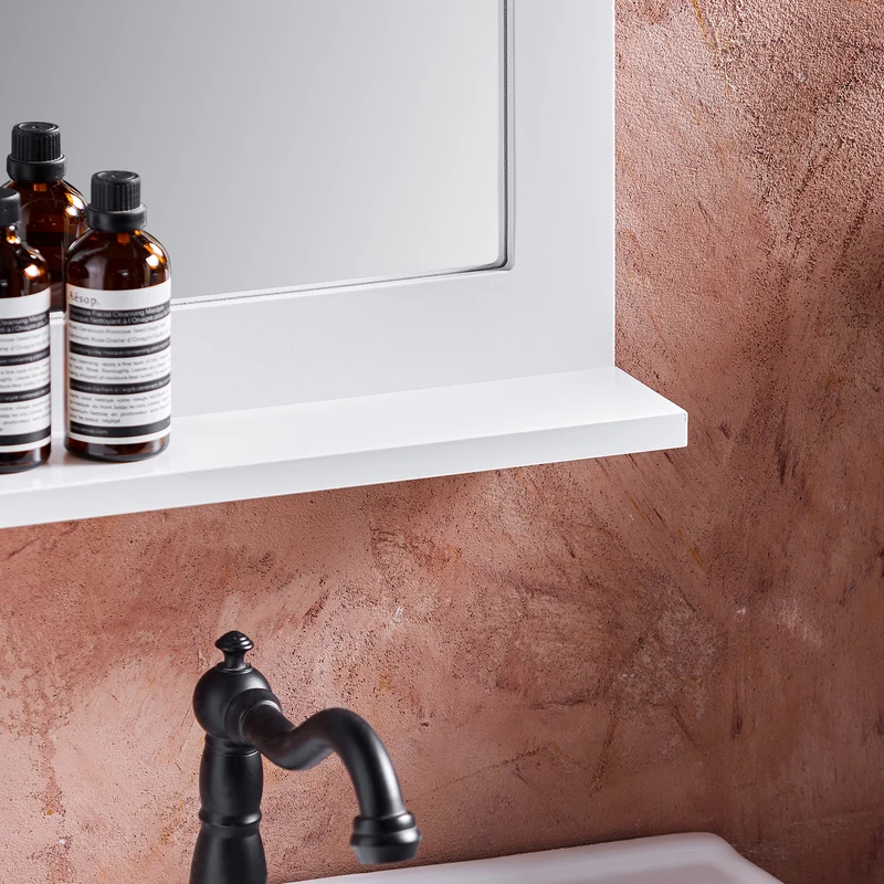 SoBuy BZR162-W Miroir Mural, Miroir de Salle de Bain avec Étagère Plateau, Suspendu , Chambre, Salon