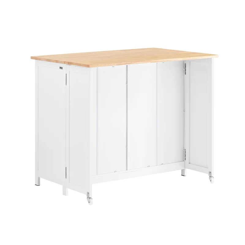 SoBuy KNL10-WN îlot Central de Cuisine Buffet de Rangement Mange-Debout avec Plans de Travail Rabattable 2 armoires 4 Portes