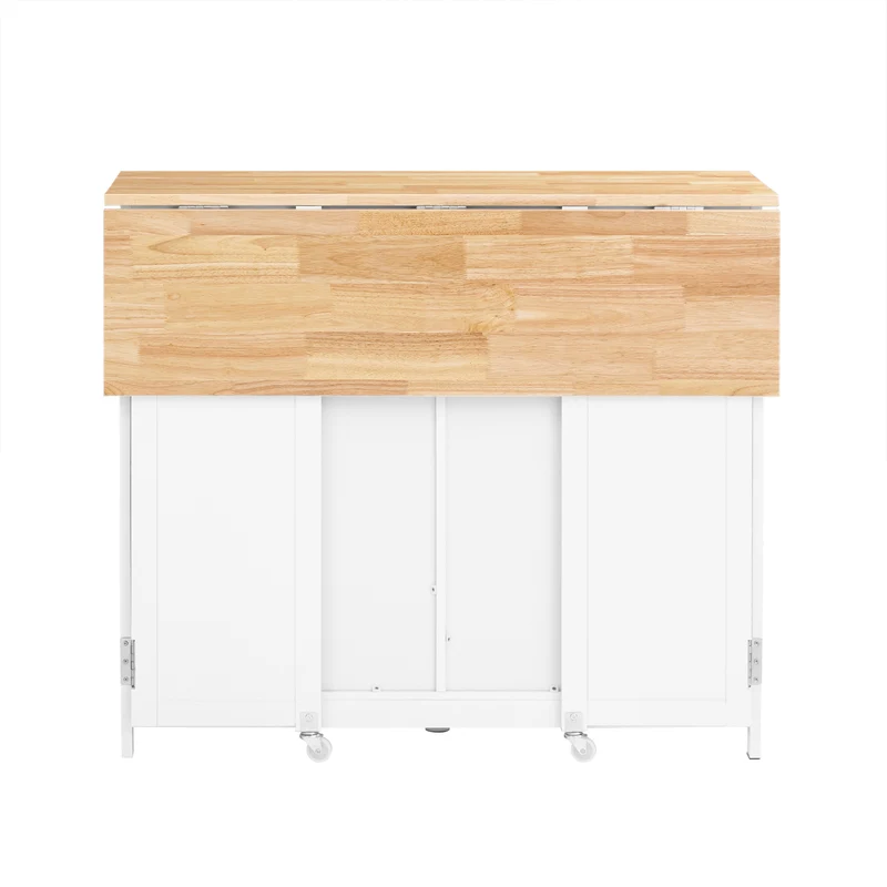 SoBuy KNL10-WN îlot Central de Cuisine Buffet de Rangement Mange-Debout avec Plans de Travail Rabattable 2 armoires 4 Portes