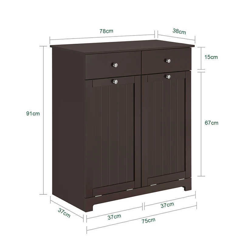 SoBuy BZR33-BR Meuble Bas de Salle de Bain Armoire Toilette avec 2 Tiroirs et 2 Paniers