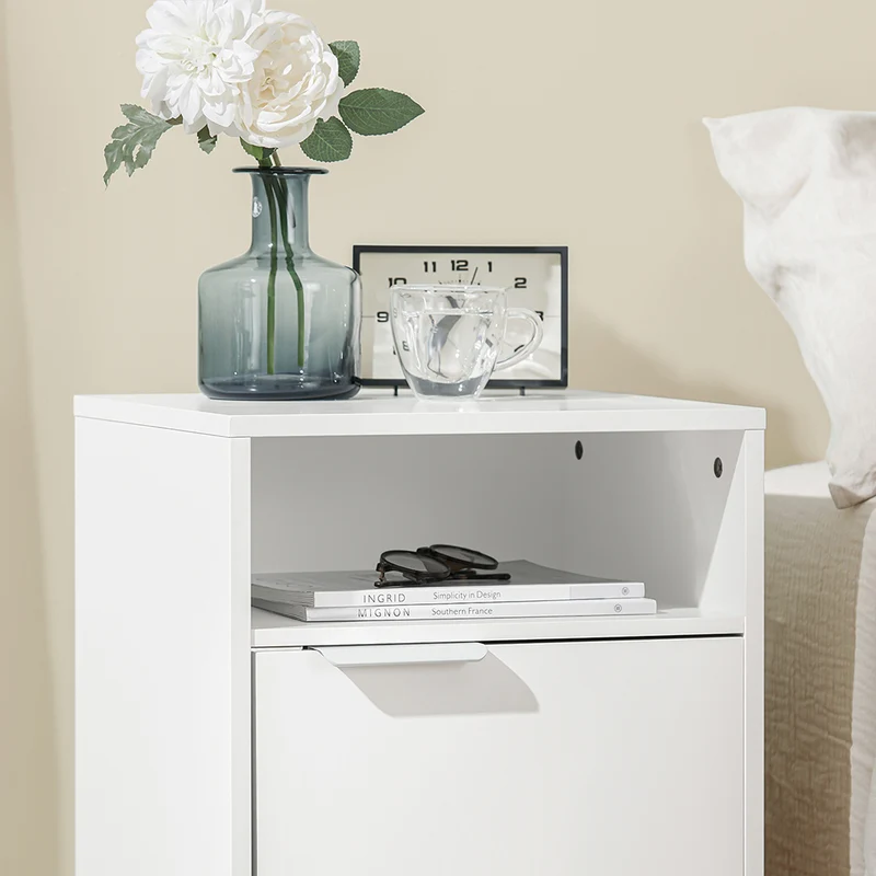 SoBuy FBT124-W Table de Chevet, Table de Nuit, Table d'Appoint, Bout de Canapé