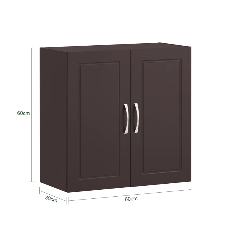 sebuyfr.comG231-BR Meuble Haut Salle de Bain Suspendu Armoire Murale avec Étagère Réglable et Porte Rangement Mural Compact pour Salle de Bain, WC ou Cuisine Marron 60x30x60 cm