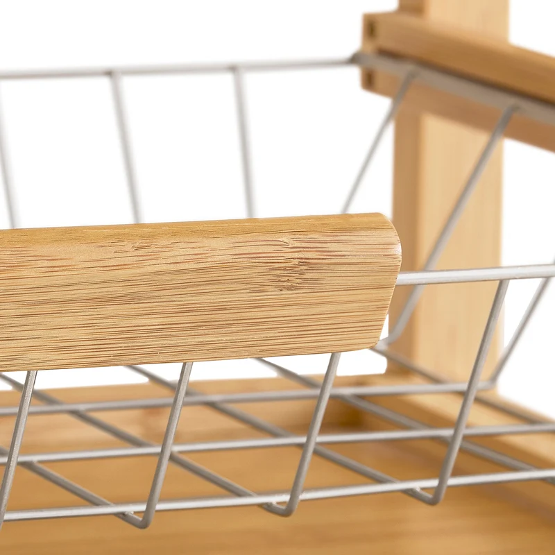 SoBuy FKW53-N Desserte cuisine Table roulante en Bambou Chariot de cuisine