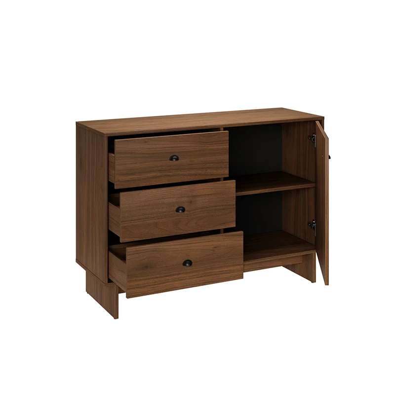 Buffet 1 porte 3 tiroirs Riyo Bois foncé
