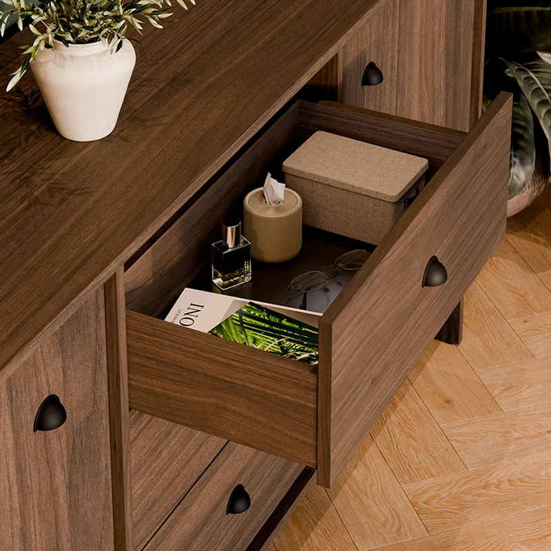 Buffet 2 portes 3 tiroirs Riyo Bois foncé