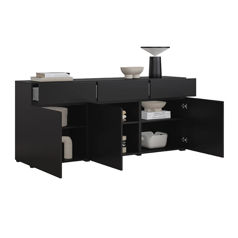 Buffet 3 portes 3 tiroirs Lilia Noir