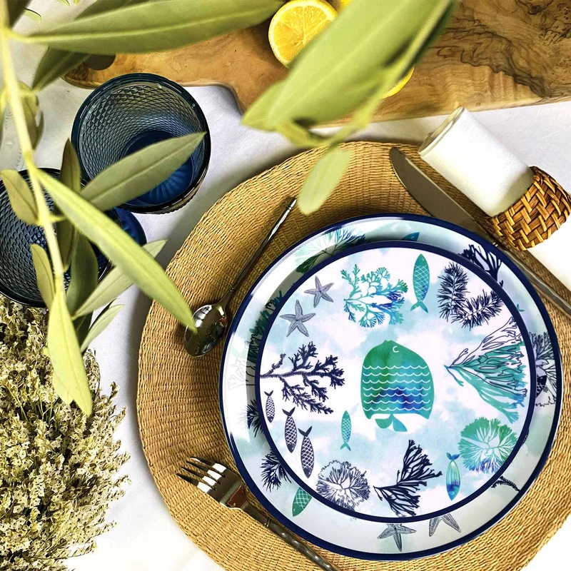 Petite assiette plate à dessert en mélamine mer - Ø 21,5 cm