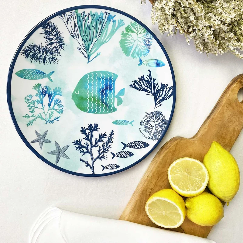 Grande assiette plate en mélamine mer - Ø 26,5 cm