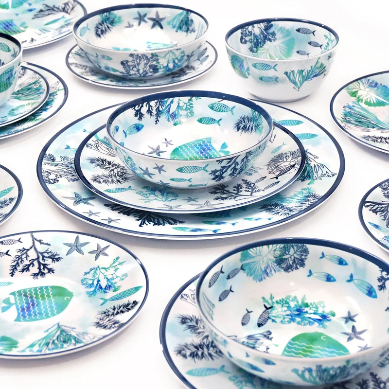 Grande assiette plate en mélamine mer - Ø 26,5 cm