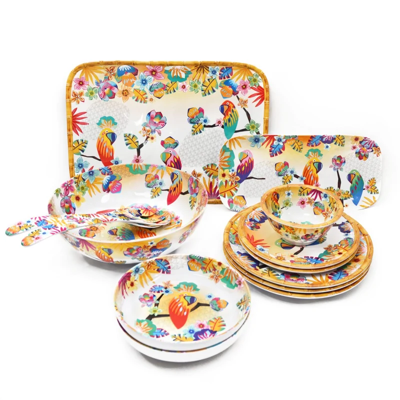 Grand plateau en mélamine avec poignées perroquets - 50 x 36 x 5 cm