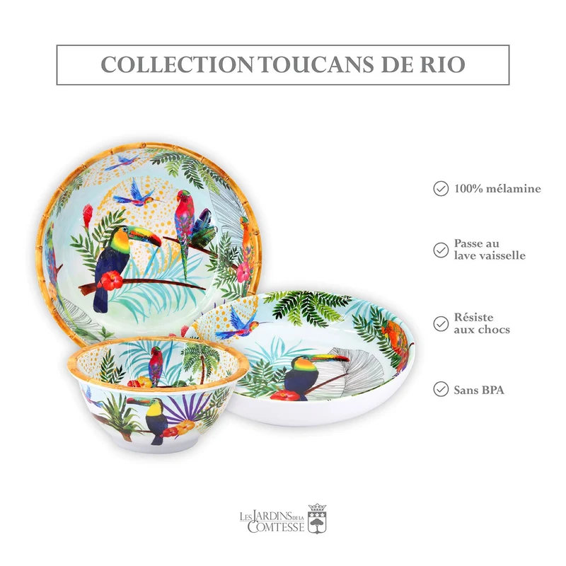 Petit bol en mélamine toucans - Ø 15 cm