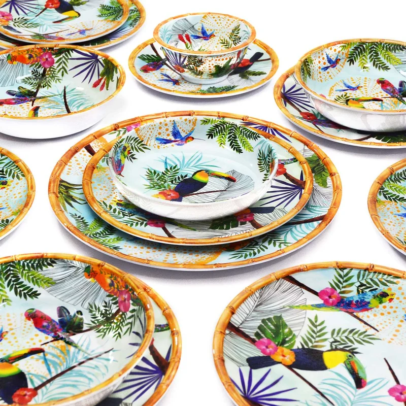 Assiette creuse en mélamine toucans - Ø 20 cm