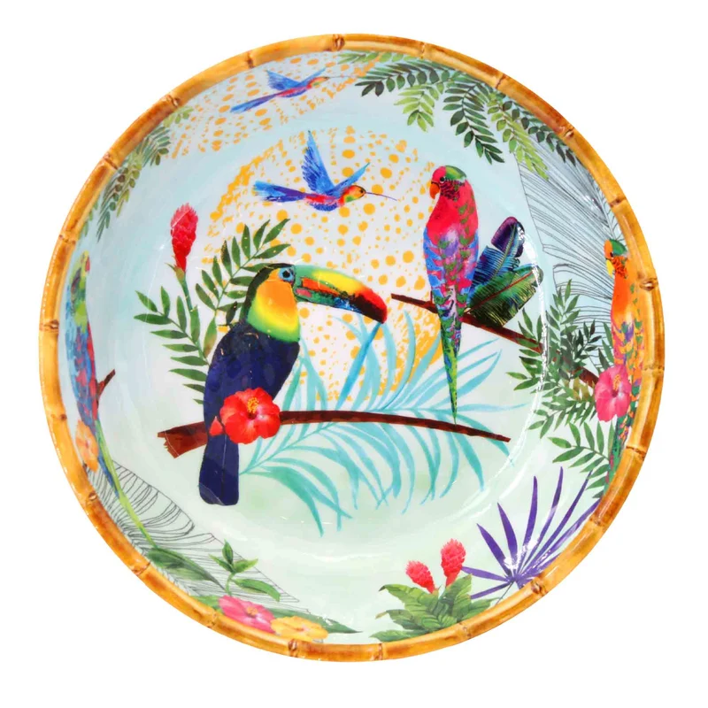 Grande assiette creuse en mélamine toucans - Ø 23 cm