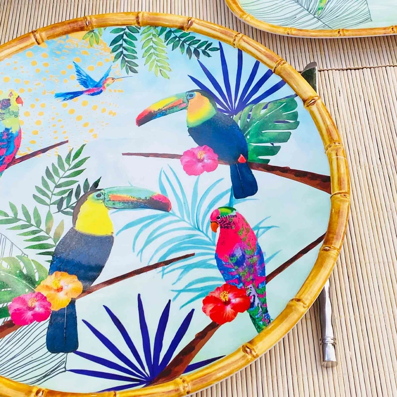 Grande assiette plate en mélamine toucans - Ø 28 cm