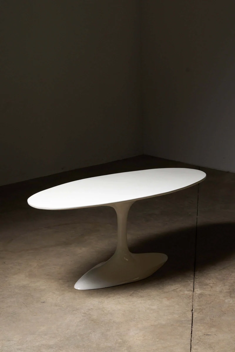 White Ellipse Coffee Table in Polyester for Indoor and Outdoor Use