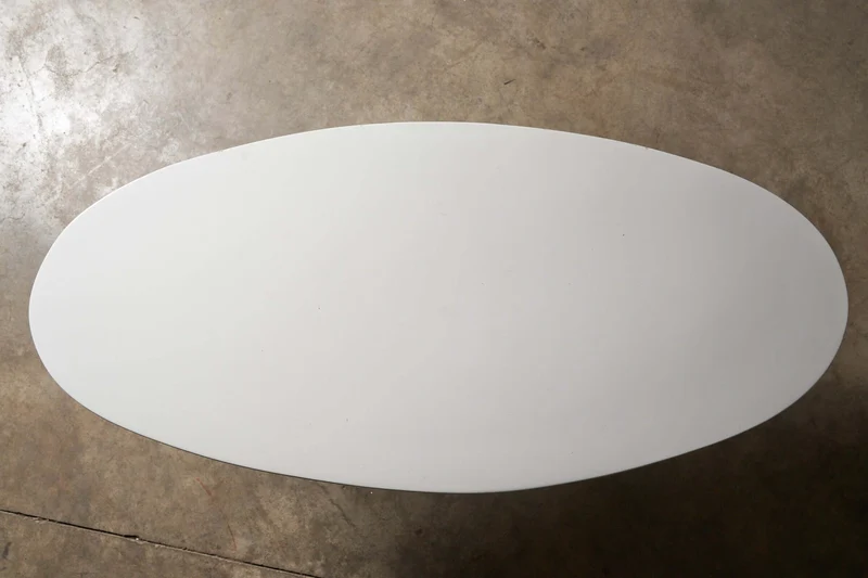 White Ellipse Coffee Table in Polyester for Indoor and Outdoor Use