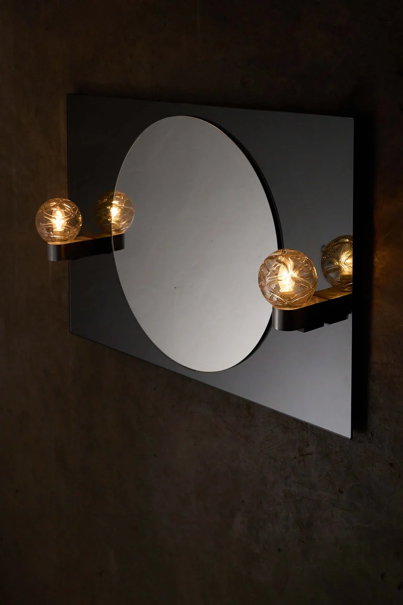 Rectangular Wall Mirror with Dual Glass Surface and Integrated Lighting
