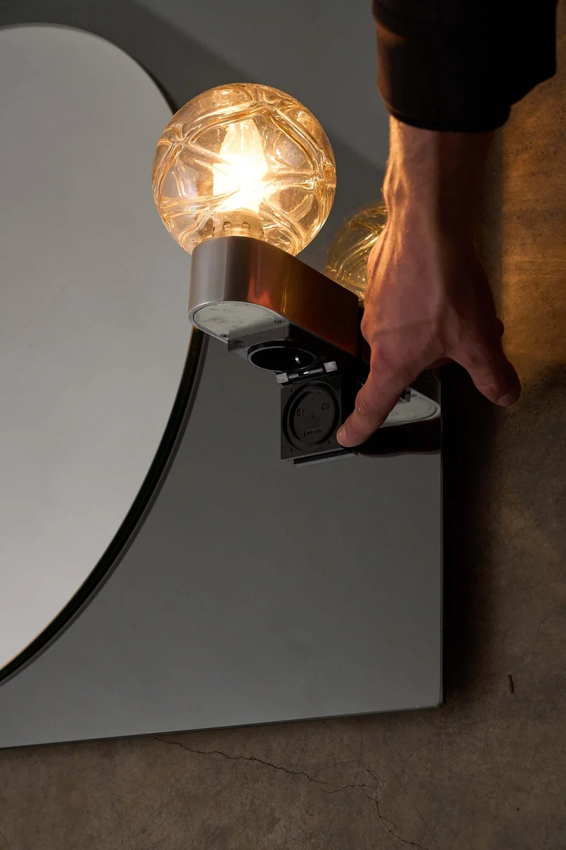 Rectangular Wall Mirror with Dual Glass Surface and Integrated Lighting