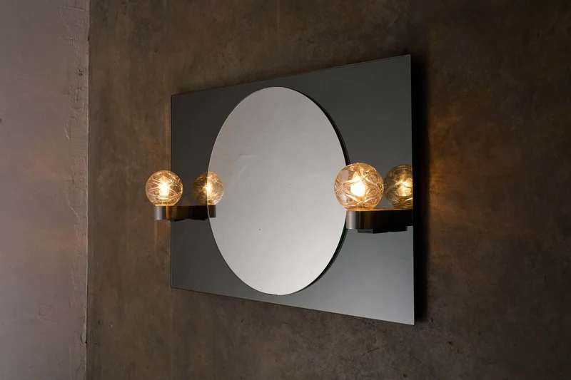 Rectangular Wall Mirror with Dual Glass Surface and Integrated Lighting