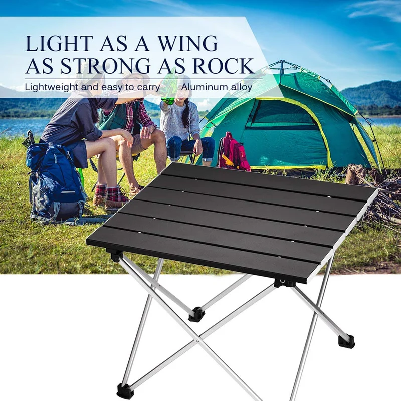 Table de camping pliable en aluminium avec sac de transport