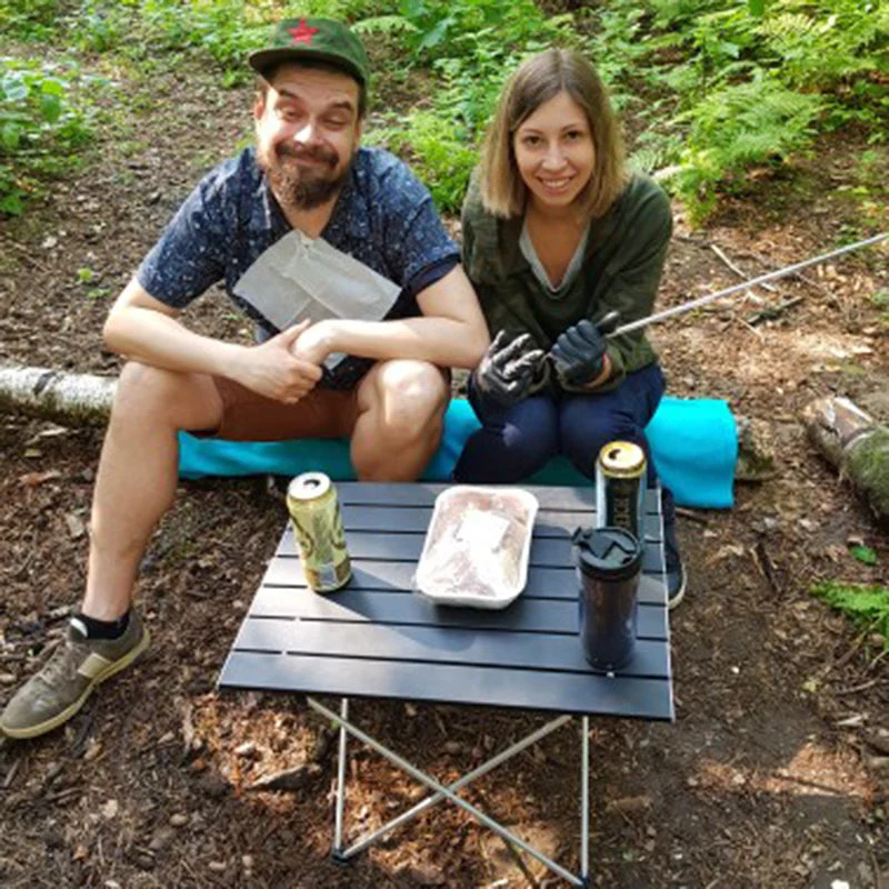 Table de camping pliable en aluminium avec sac de transport