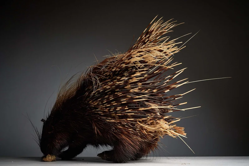 Antique Porcupine Taxidermy Display