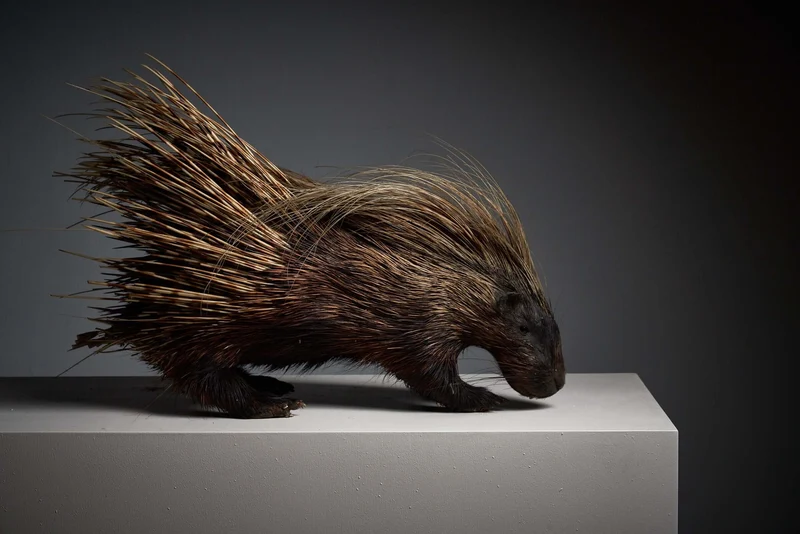 Antique Porcupine Taxidermy Display