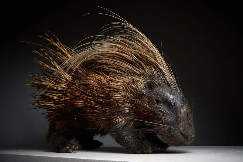 Antique Porcupine Taxidermy Display