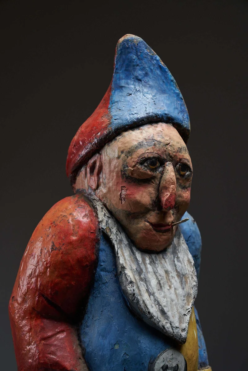 Antique Carved Wood Gnome Carousel Figure